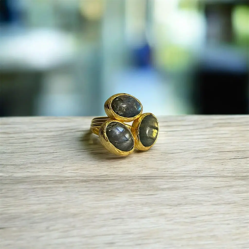 Labradorite Adjustable Ring 10x14 Oval Cut