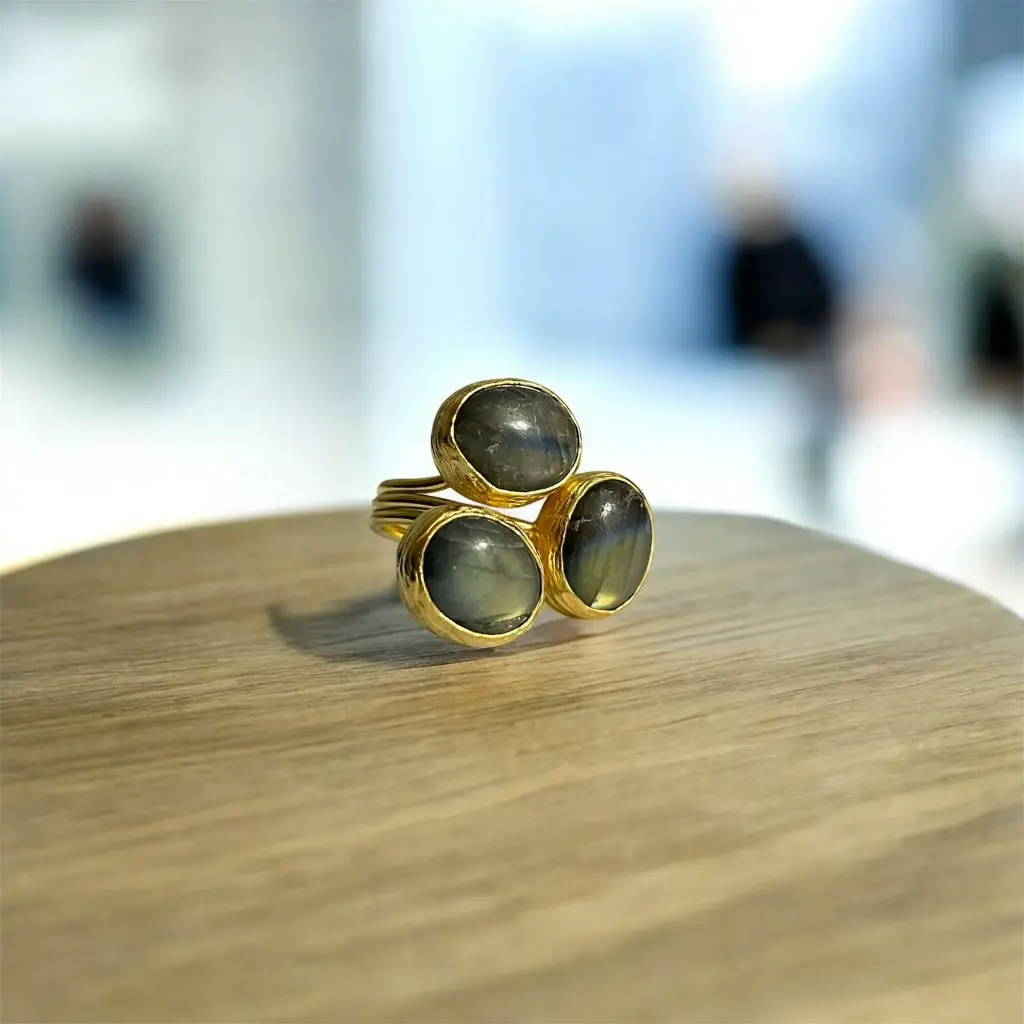 Labradorite Adjustable Ring 10x12 Oval Cut