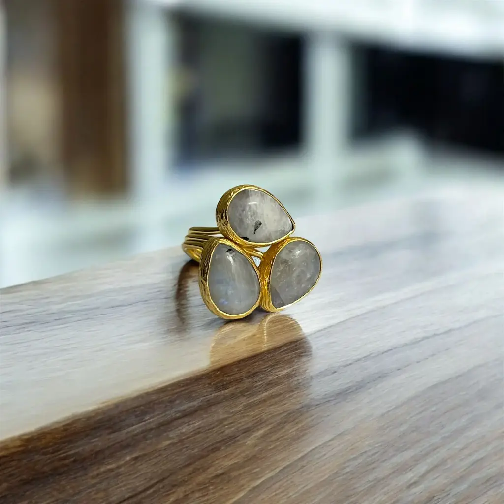 Moonstone Adjustable Ring 10x14 Drop Cut