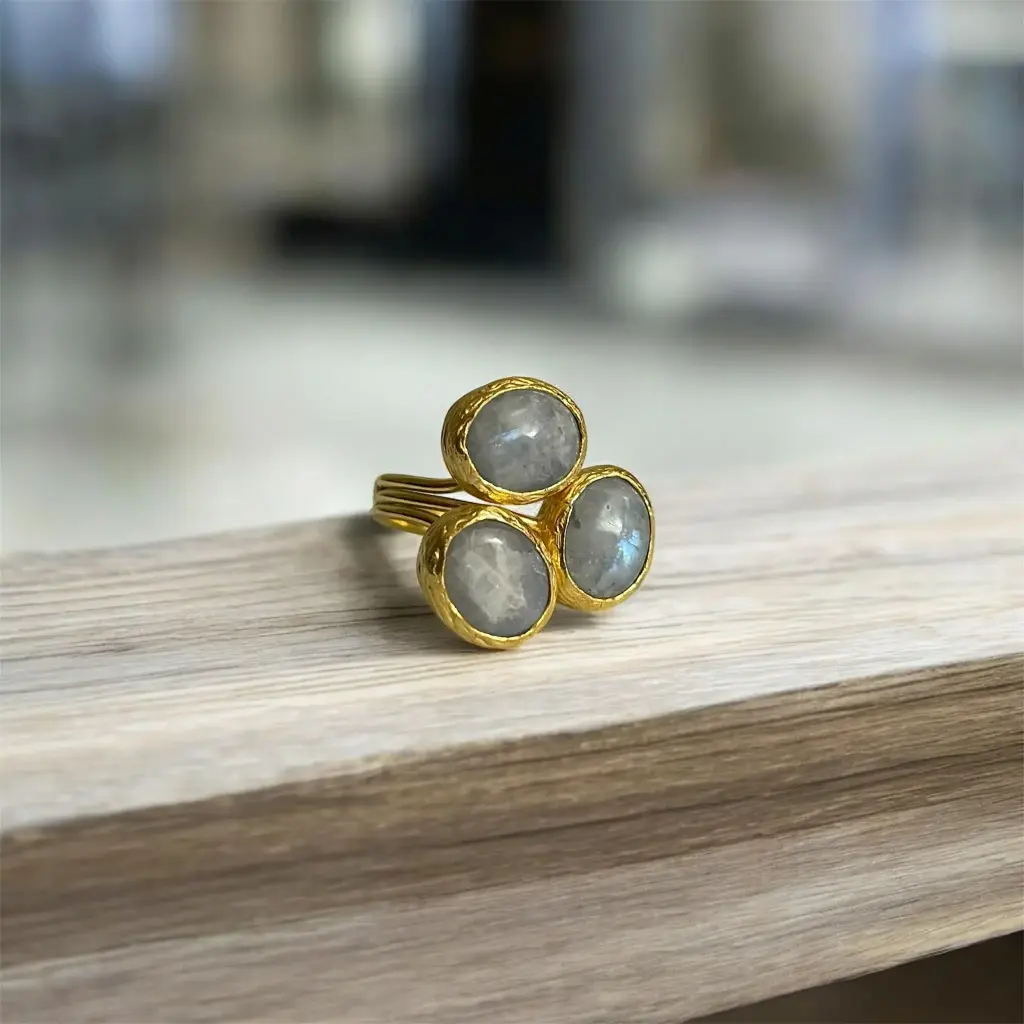 Moonstone Adjustable Ring 10x12 Oval Cut