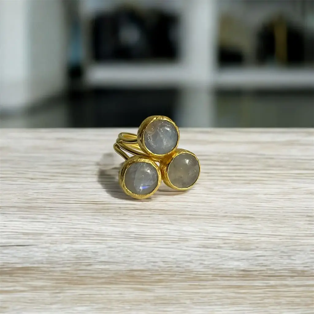 Moonstone Adjustable Ring 10mm Round Cut