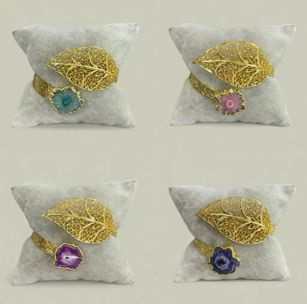 Special Mix Leaf Bracelet with Druzy Stone