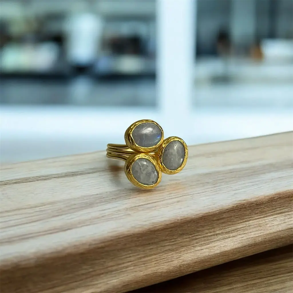 Moonstone Adjustable Ring 6x8 Oval Cut