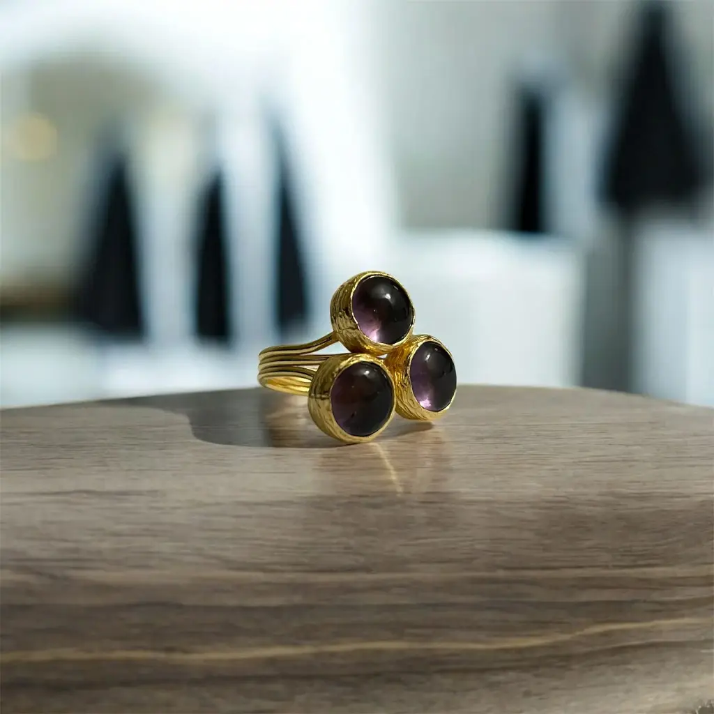 Amethyst Adjustable Ring 10mm Round Cut