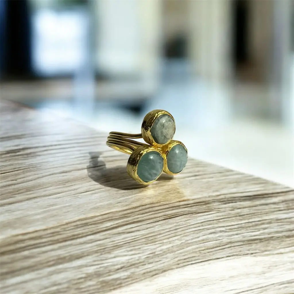 Amazonite Adjustable Ring 8mm Round Cut