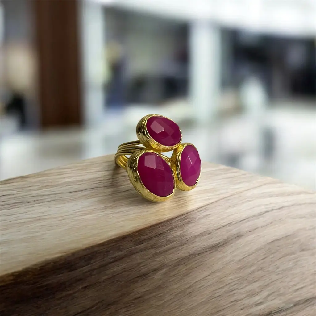 Faceted Pink Agate Adjustable Ring 10x14 Oval Cut