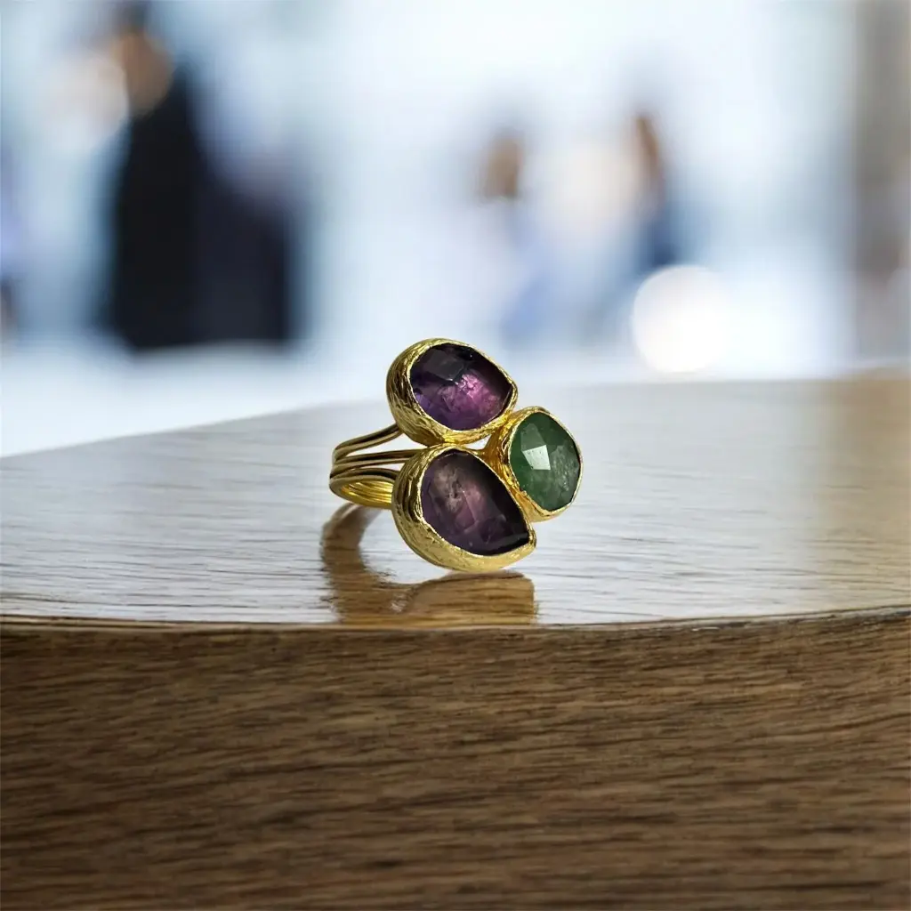 Mixed Stones Unique Adjustable Ring 3